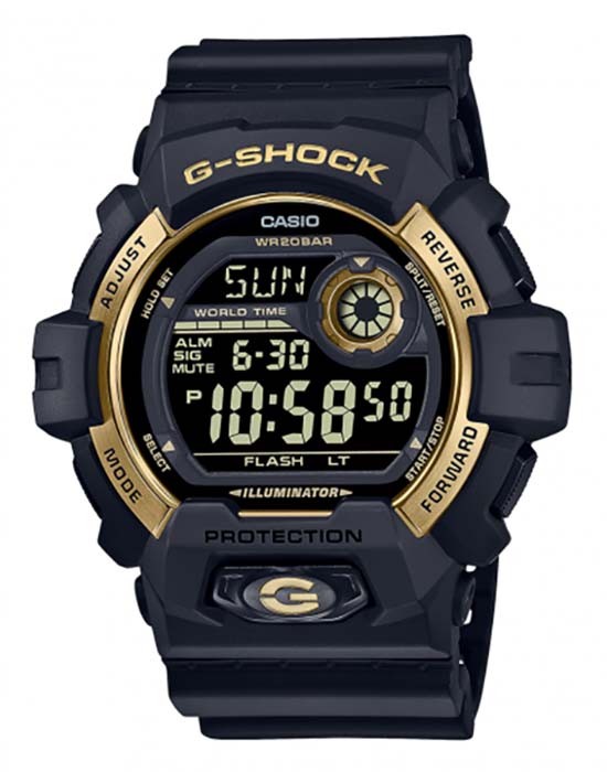 Casio Casio G-Shock G-8900GB-1 лимитированной серии G-8900GB-1E электронные мужские часы черный циферблат, браслет полимер — вид спереди
