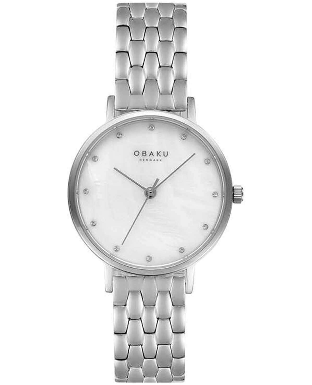 Obaku Obaku Links V248LXCWSC  V248LXCWSC кварцевые женские часы перламутровый циферблат, браслет нержавеющая сталь — вид спереди
