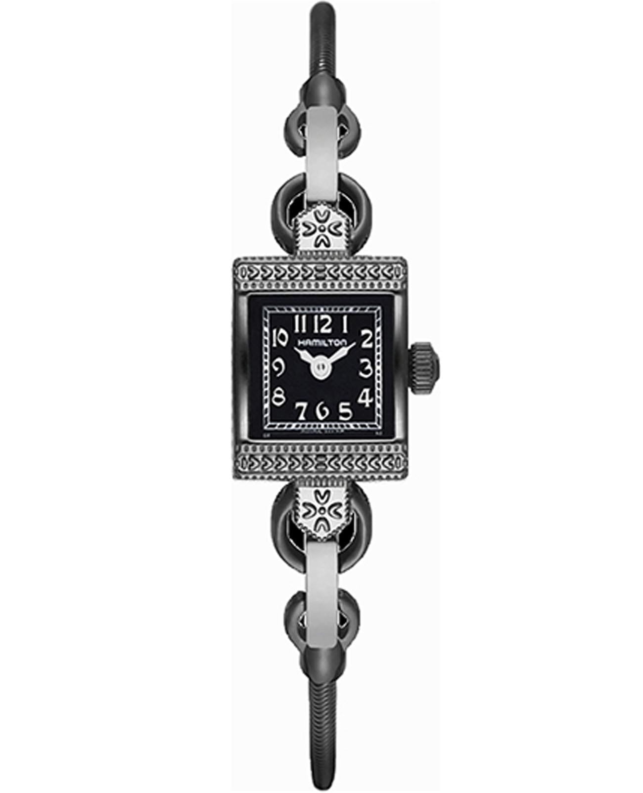 Hamilton Hamilton American Classics Lady H31281113  H31281113 кварцевые женские часы черный циферблат, браслет нержавеющая сталь с pvd-покрытием — вид спереди