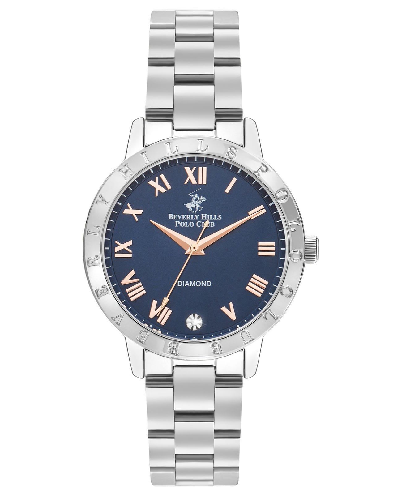 Beverly Hills Polo Club Beverly Hills Polo Club BP3386C.390  BP3386C.390 кварцевые женские часы синий циферблат, браслет нержавеющая сталь — вид спереди