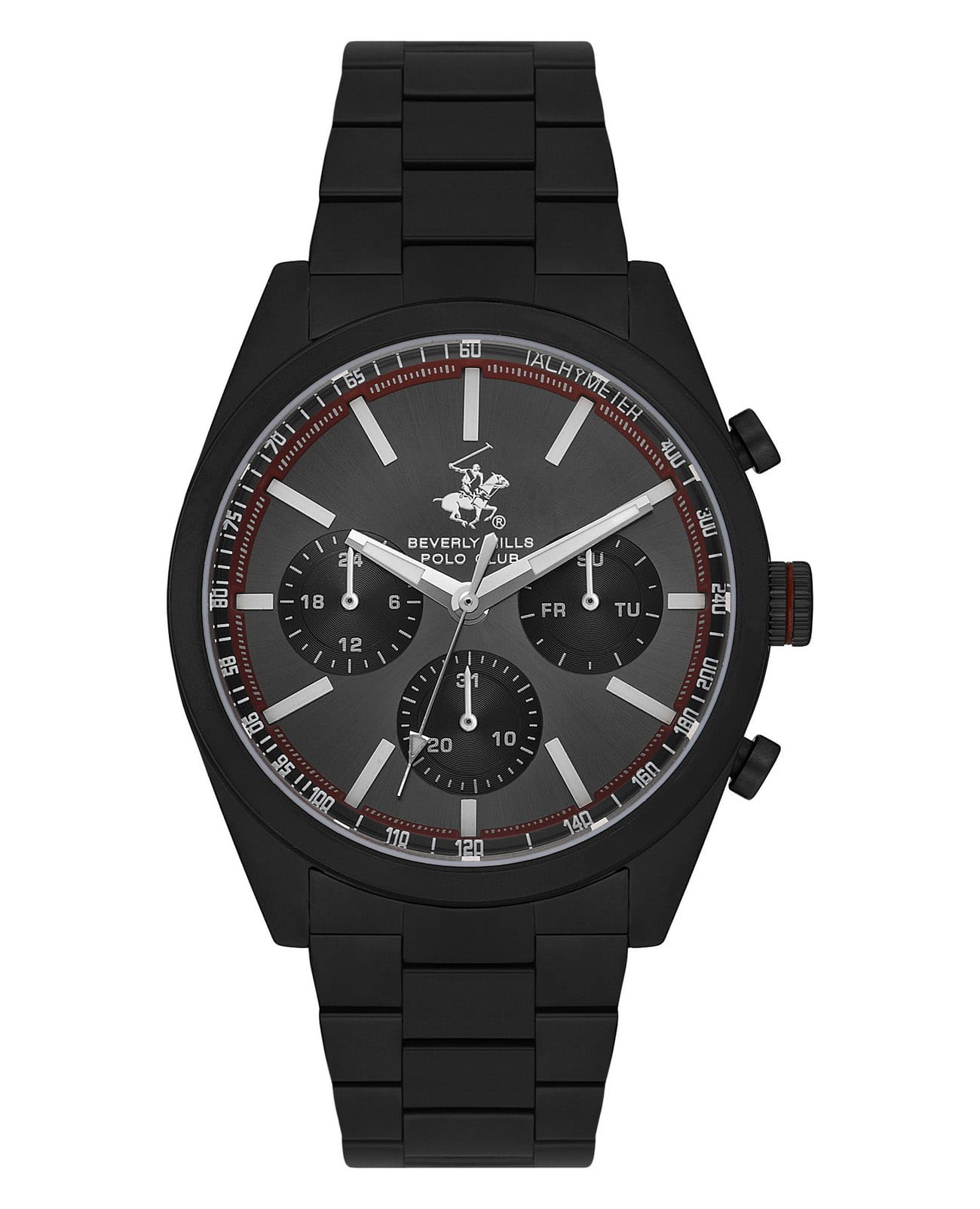 Beverly Hills Polo Club Beverly Hills Polo Club Quartz BP3618X.650  BP3618X.650 кварцевые мужские часы черный циферблат, браслет сталь с ip покрытием — вид спереди