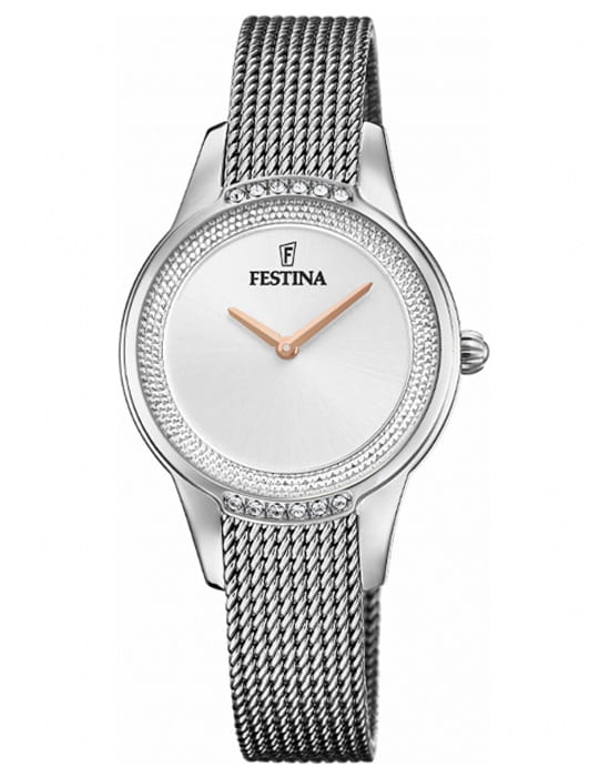 Festina Festina Mademoiselle F20494/1  F20494/1 кварцевые женские часы серебристый циферблат, браслет нержавеющая сталь 316l — вид спереди