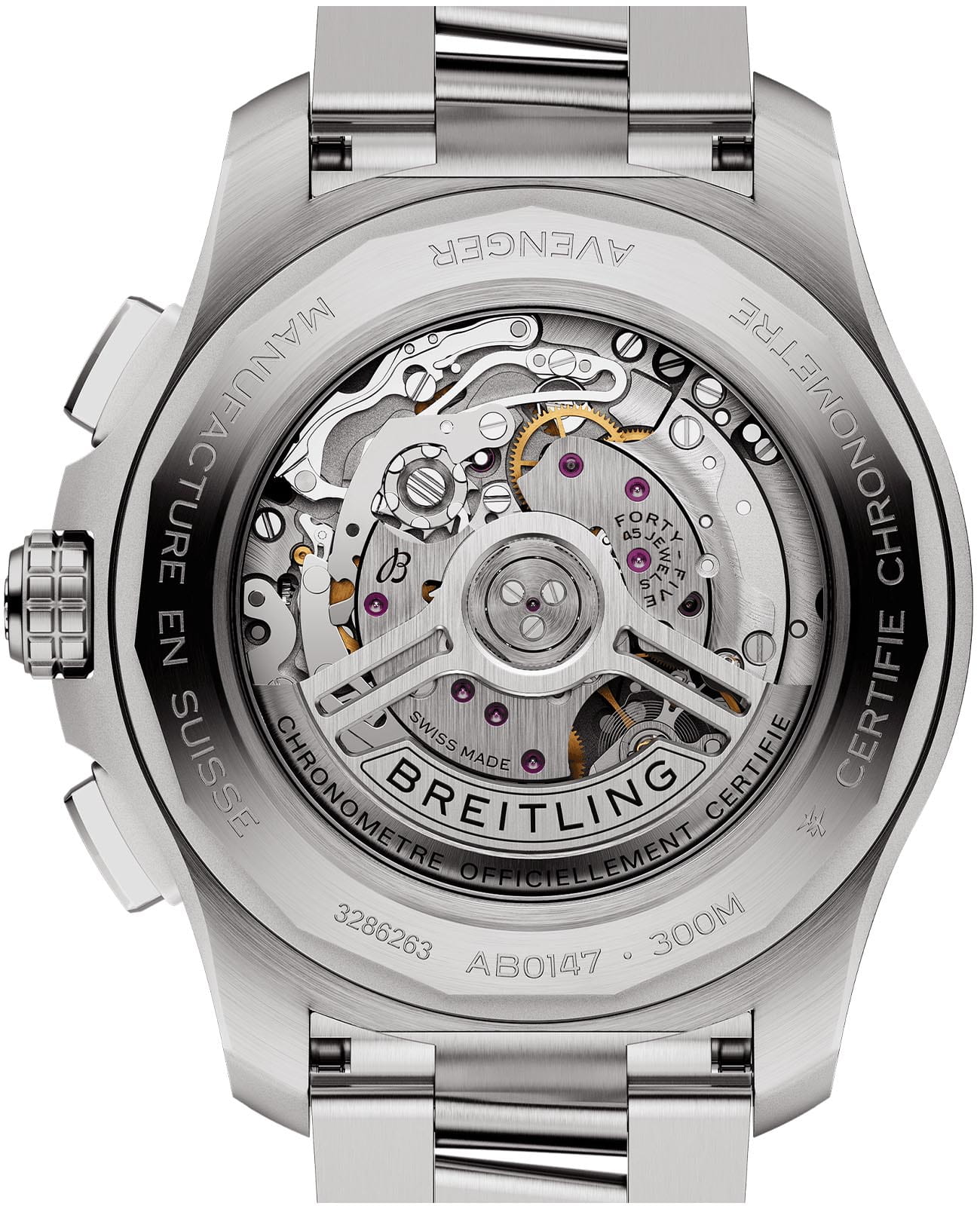 Breitling Breitling Avenger B01 Chronograph 44 AB0147101B1A1  - задняя крышка сталь металл корпуса, швейцария часы
