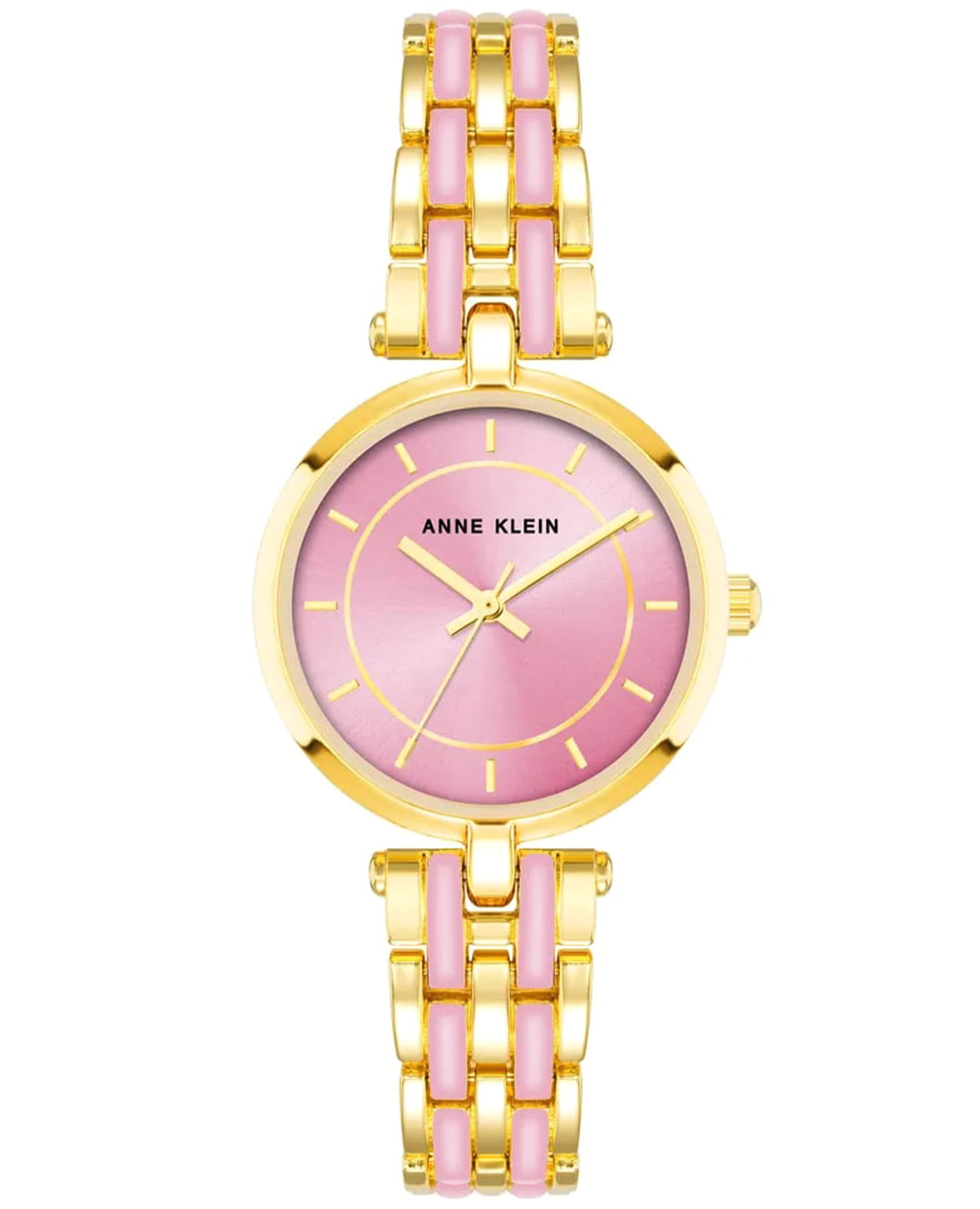 Anne Klein Anne Klein Metals 3918LVGB  3918LVGB кварцевые женские часы розовый циферблат, браслет сталь c pvd покрытием — вид спереди