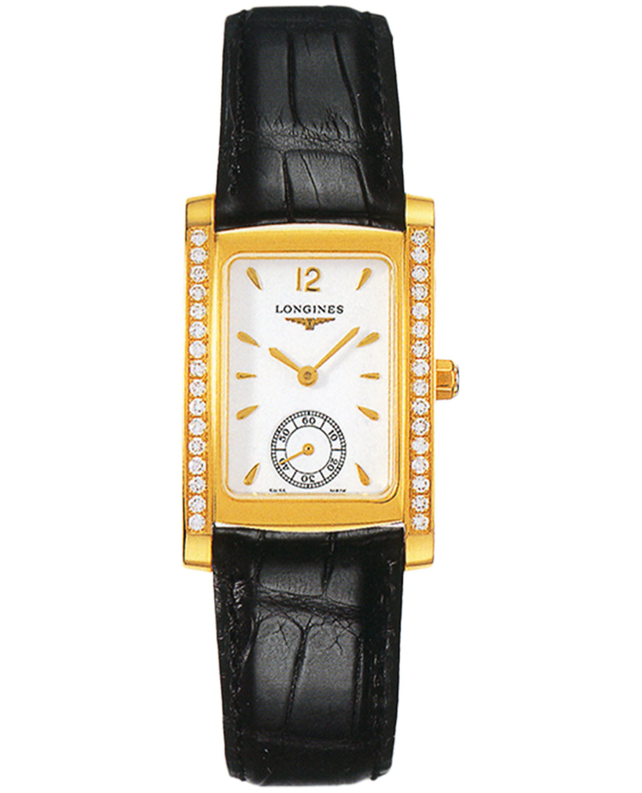 Longines Longines DolceVita L5.502.7.16.0  L55027160 кварцевые женские часы белый циферблат, браслет кожаный — вид спереди