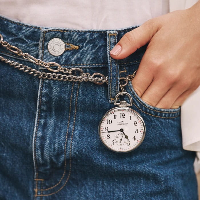 Hamilton Hamilton American Classic Railroad Pocket Watch Limited Edition H40819110 , наручные мужские часы фото под углом