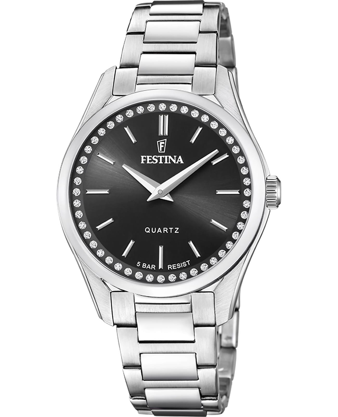 Festina Festina Mademoiselle F20583/4  F20583/4 кварцевые женские часы черный циферблат, браслет нержавеющая сталь 316l — вид спереди