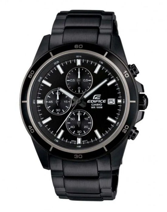 Casio Casio Edifice EFR-526BK-1A1 EFR EFR-526BK-1A1VUEF кварцевые мужские часы черный циферблат, браслет сталь c pvd покрытием — вид спереди