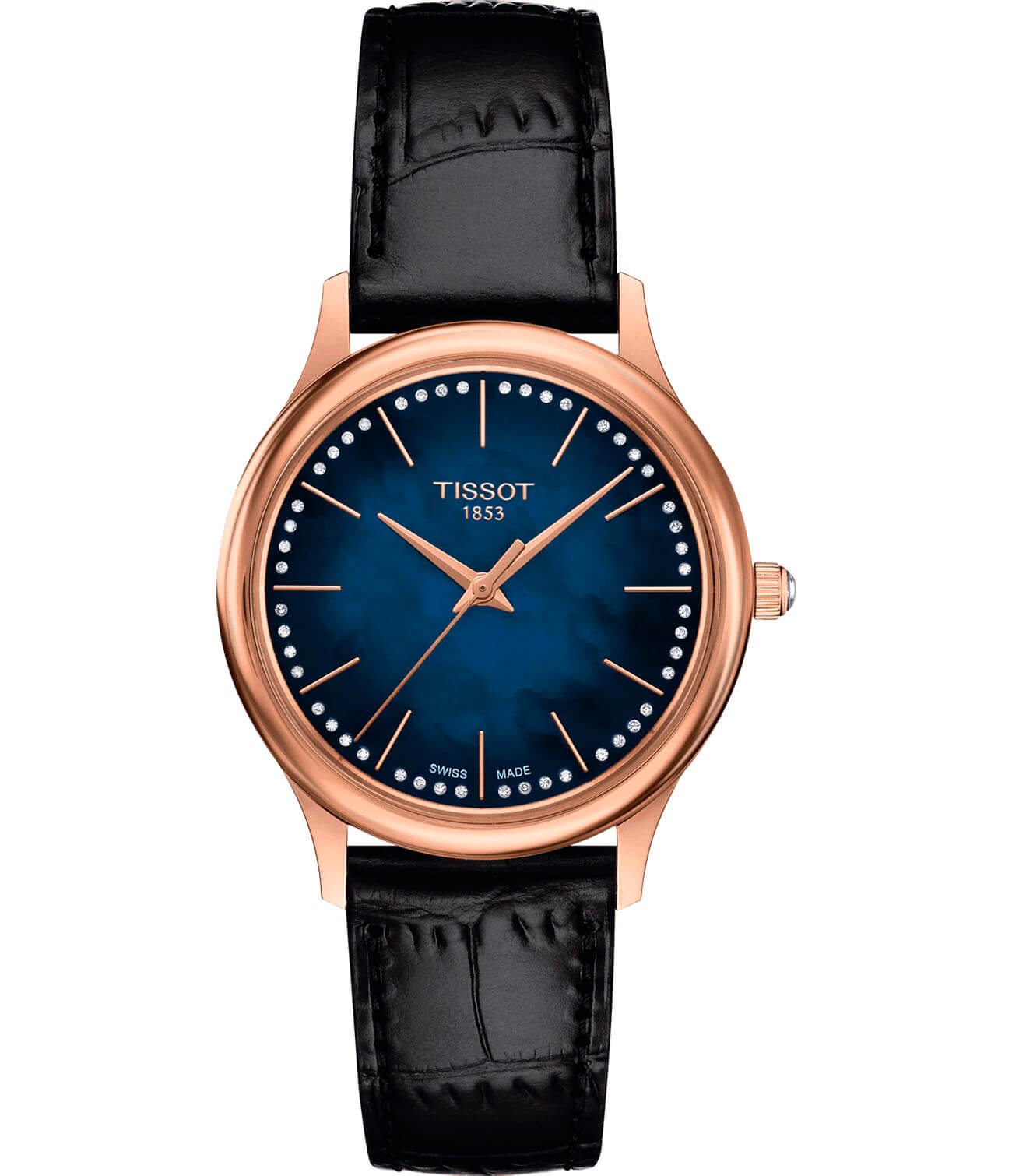 Tissot Tissot Excellence Lady 18K Gold T926.210.76.131.00  T9262107613100 кварцевые женские часы перламутровый циферблат, браслет кожаный — вид спереди