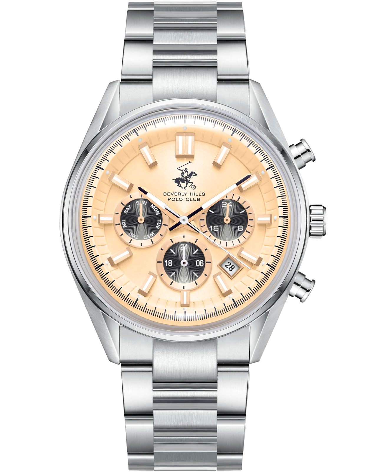 Beverly Hills Polo Club Beverly Hills Polo Club BP3781X.370  BP3781X.370 кварцевые мужские часы шампань циферблат, браслет нержавеющая сталь — вид спереди