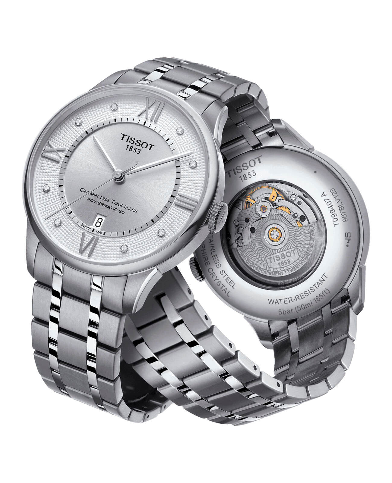 Tissot Tissot Chemin des Tourelles Powermatic 80 T099.407.11.033.00, t-classic швейцария мужские часы на браслете нержавеющая сталь боковой вид