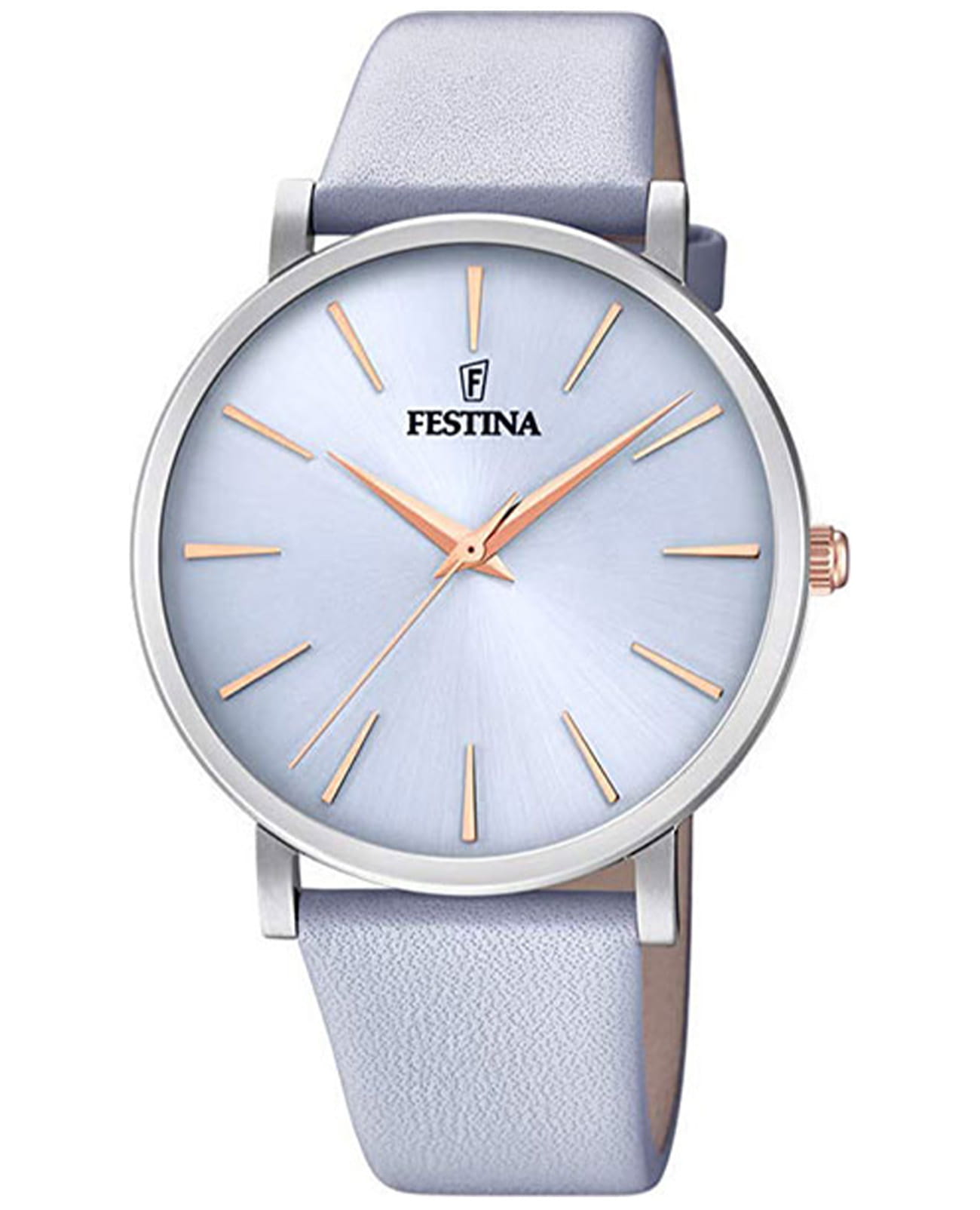Festina Festina Boyfriend F20371/3  F20371/3 кварцевые женские часы голубой циферблат, браслет кожаный — вид спереди