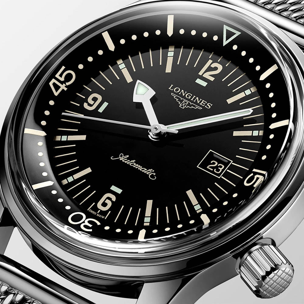 Longines Longines Legend Diver Watch L3.374.4.50.6, legend diver watch швейцария женские часы на браслете нержавеющая сталь боковой вид