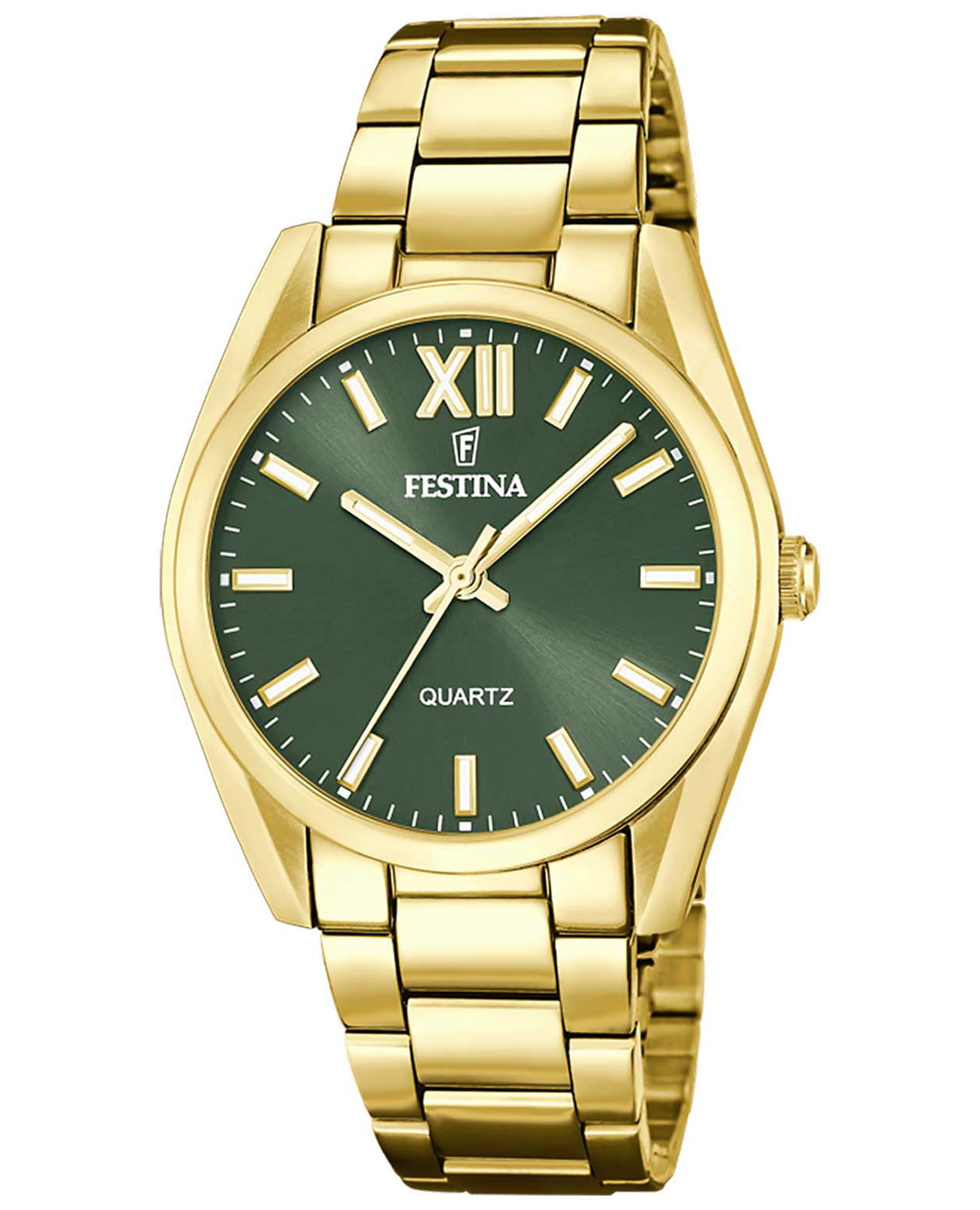 Festina Festina Alegria F20640/4  F20640/4 кварцевые женские часы зеленый циферблат, браслет сталь c pvd покрытием — вид спереди