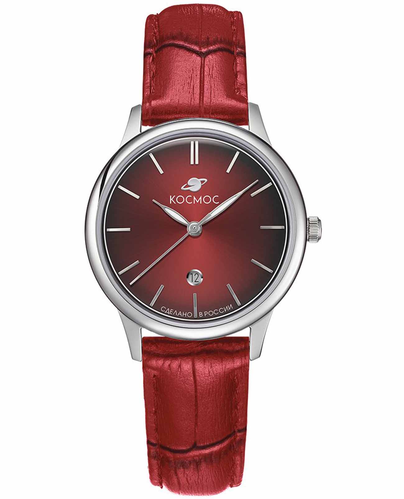Космос Космос Созвездие K 601.15.35  K 601.15.35 кварцевые женские часы красный циферблат, браслет кожаный — вид спереди