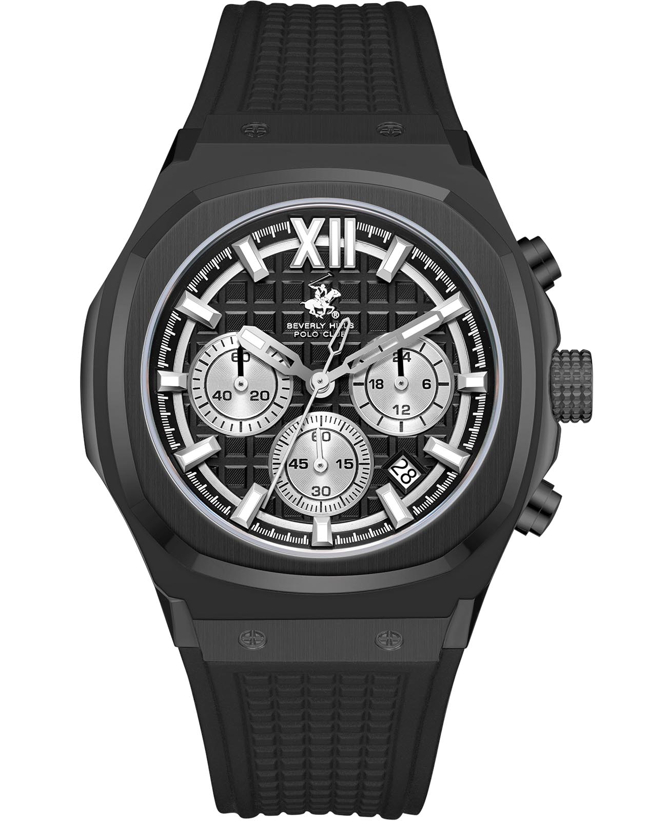Beverly Hills Polo Club Beverly Hills Polo Club BP3785X.651  BP3785X.651 кварцевые мужские часы черный циферблат, браслет каучук — вид спереди