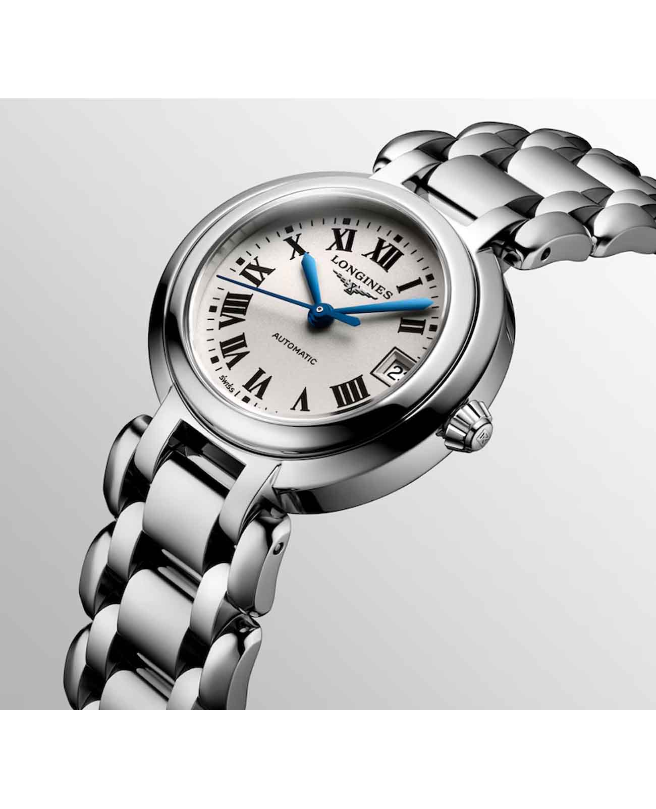Longines Longines PrimaLuna L8.111.4.71.6 механические женские часы часы крупный план серебристый циферблата