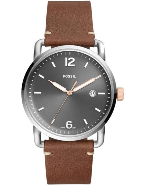 Fossil Fossil FB-01  FS5417  FS5417 кварцевые мужские часы серый циферблат, браслет кожаный — вид спереди