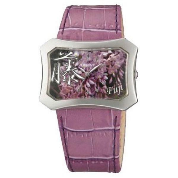 Orient Orient UBSQ002V (FUBSQ002V)  FUBSQ002V  женские часы розовый циферблат, браслет кожа + текстиль — вид спереди