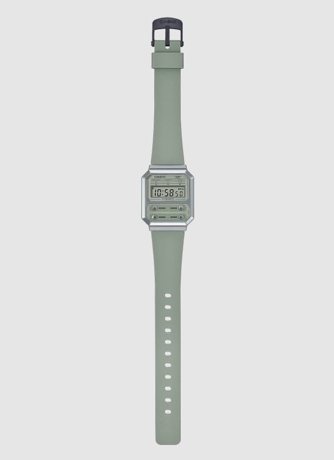 Casio Casio Vintage A100WEF-3ADF мужские часы зеленый циферблат на запястье