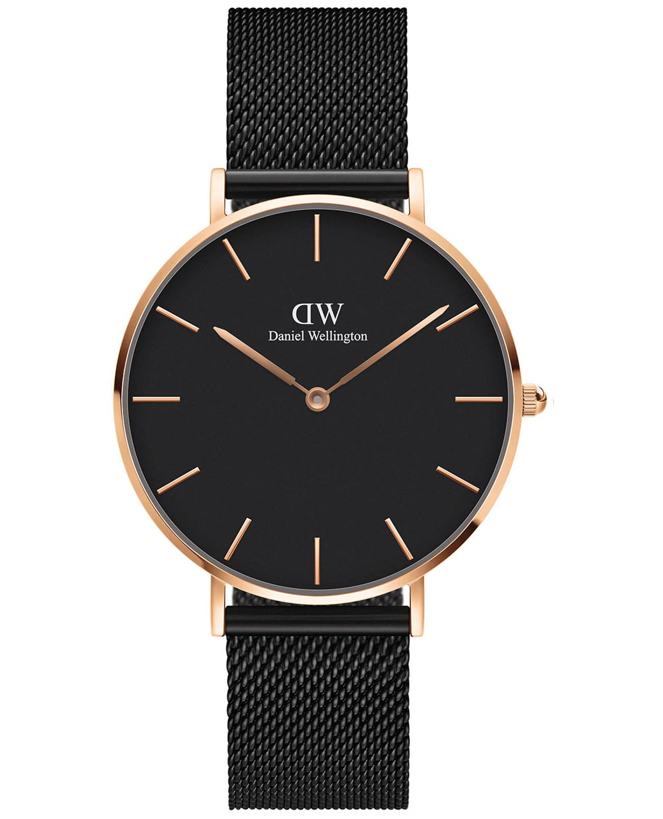 Daniel Wellington Daniel Wellington Petite Ashfield DW00100307  DW00100307 кварцевые женские часы черный циферблат, браслет сталь c pvd покрытием — вид спереди