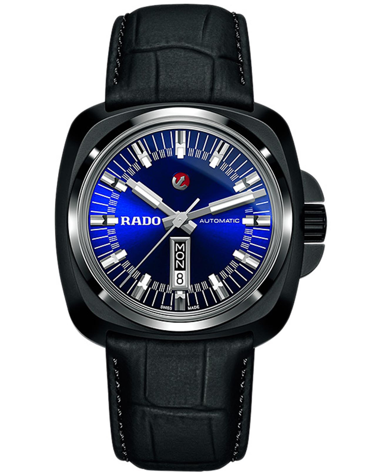 Rado Rado Hyperchrome R32171205 Automatic R32171205 механические мужские часы синий циферблат, браслет кожаный — вид спереди