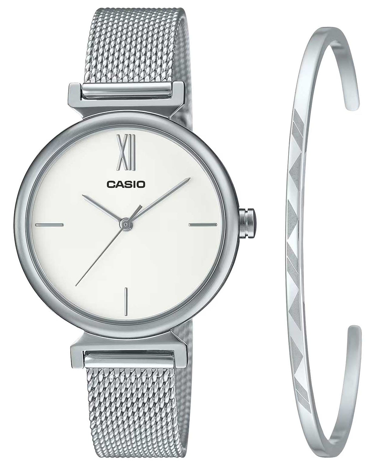 Casio Casio Collection LTP-2023VM-7C  LTP-2023VM-7C кварцевые женские часы белый циферблат, браслет нержавеющая сталь — вид спереди