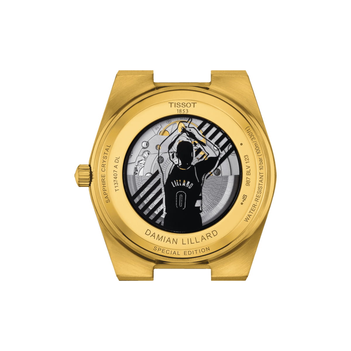 Tissot Tissot PRX Powermatic 80 Damian Lillard Special Edition T137.407.33.051.00, prx швейцария мужские часы на браслете нержавеющая сталь с pvd-покрытием боковой вид