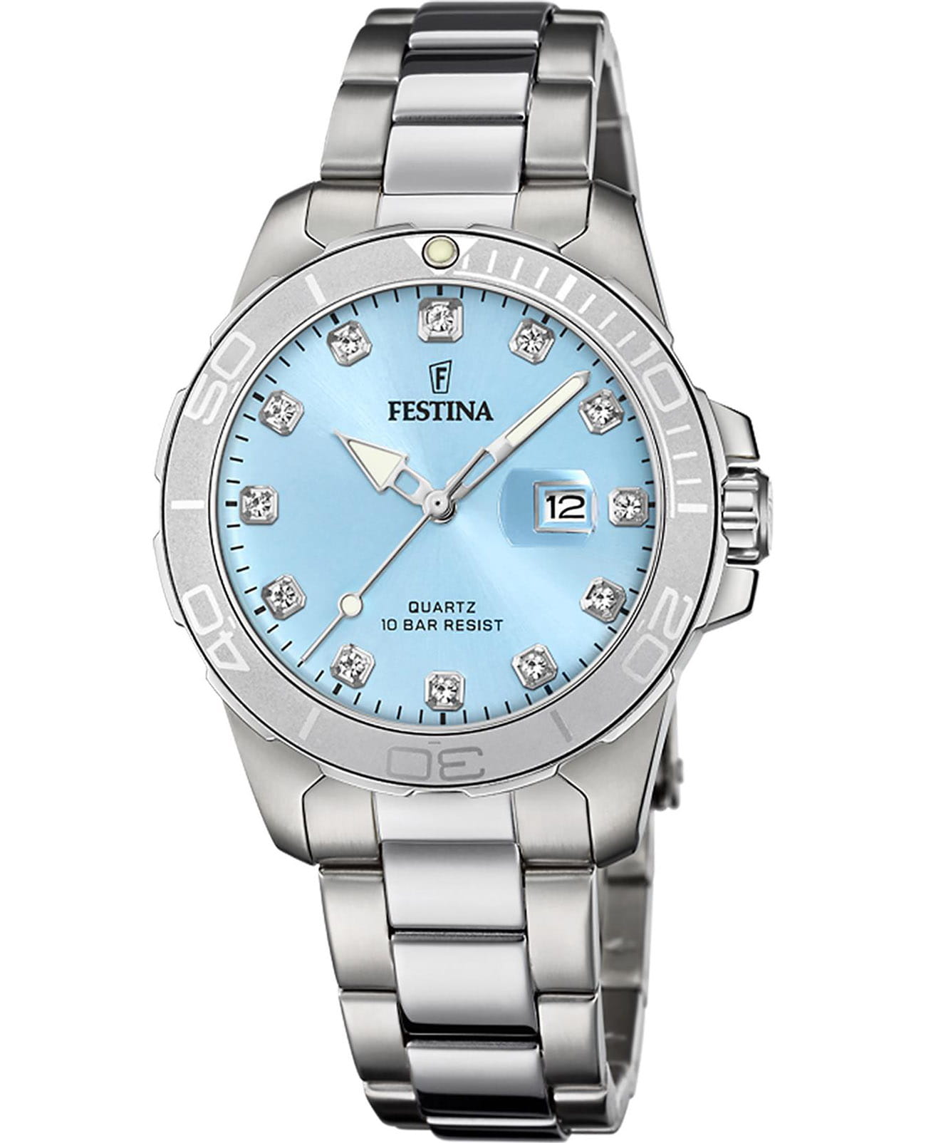 Festina Festina Boyfriend F20503/5  F20503/5 кварцевые женские часы голубой циферблат, браслет нержавеющая сталь — вид спереди