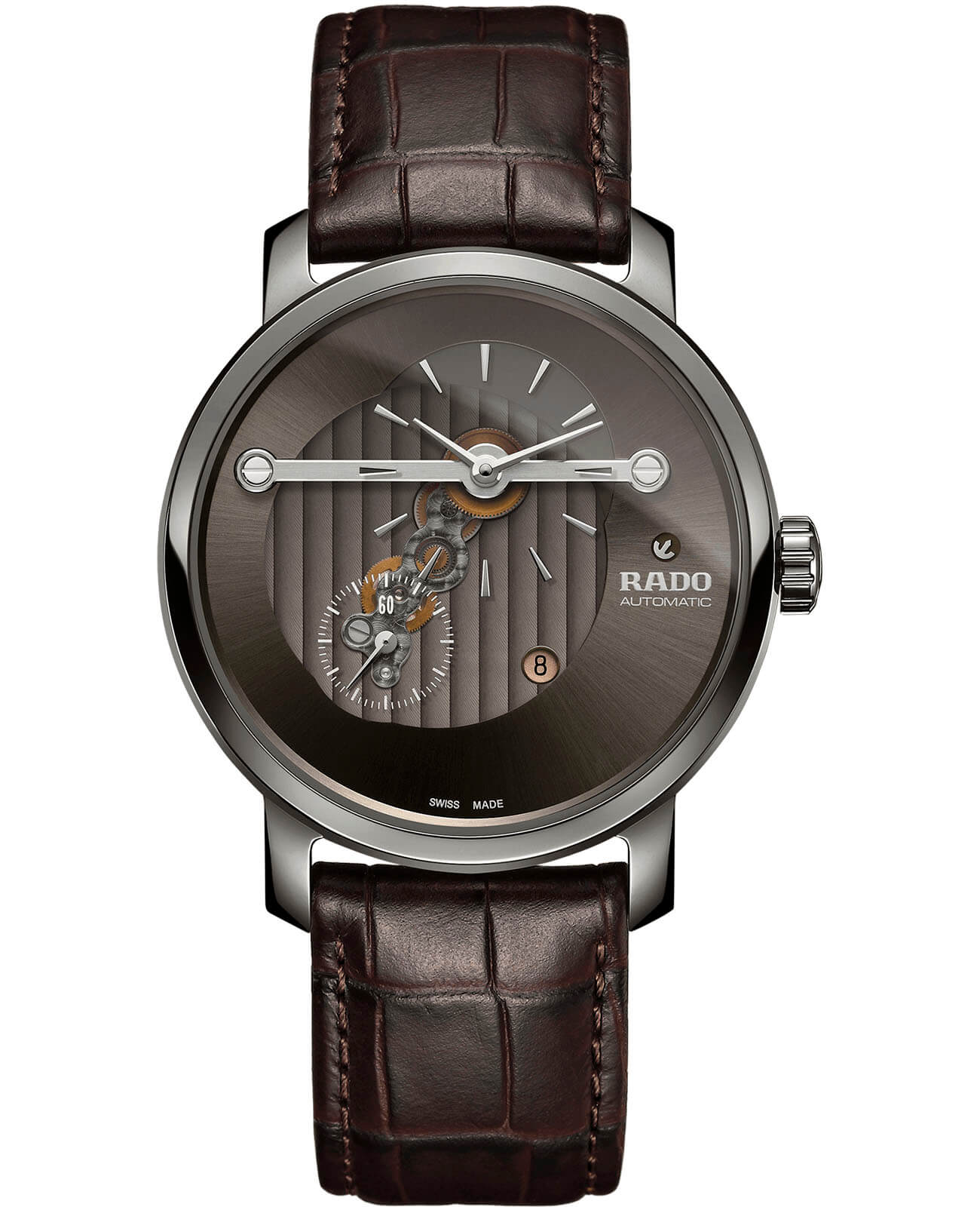 Rado Rado Diamaster Automatic R14061106 Automatic R14061106 механические мужские часы серый циферблат, браслет кожаный — вид спереди