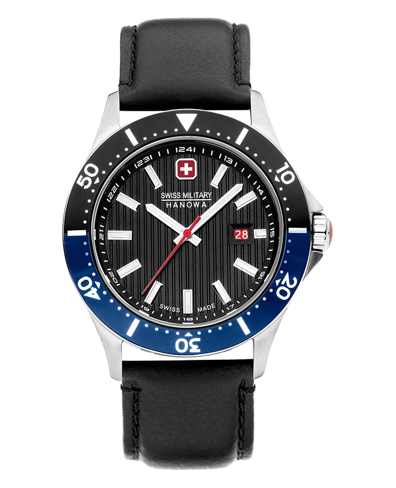 Swiss Military Hanowa Swiss Military Hanowa Flagship X SMWGB2100606  SMWGB2100606 кварцевые мужские часы черный циферблат, браслет кожаный — вид спереди