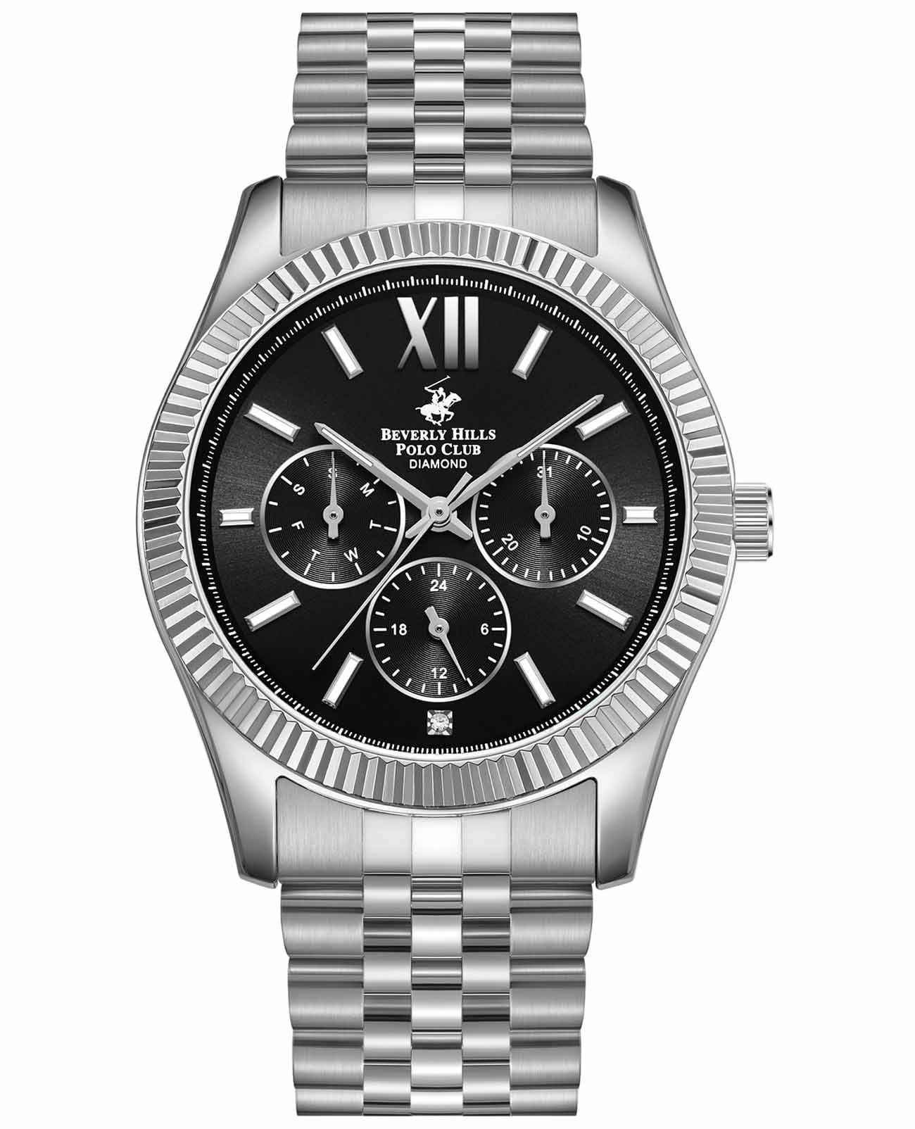 Beverly Hills Polo Club Beverly Hills Polo Club BP3082C.350  BP3082C.350 кварцевые женские часы черный циферблат, браслет суперметалл — вид спереди