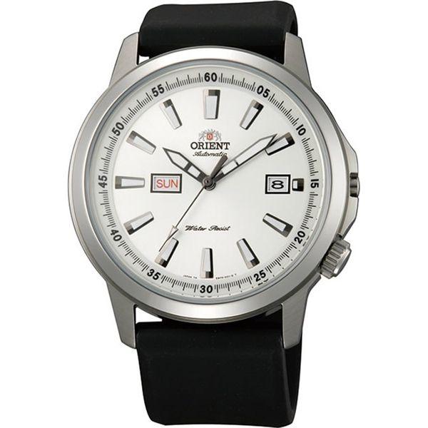 Orient Orient EM7K00BW (FEM7K00BW)  FEM7K00BW механические мужские часы белый циферблат, браслет  — вид спереди
