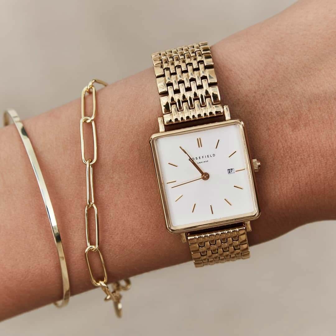 Rosefield Rosefield The Boxy QWSG-Q09,  сша женские часы на браслете сталь c pvd покрытием боковой вид