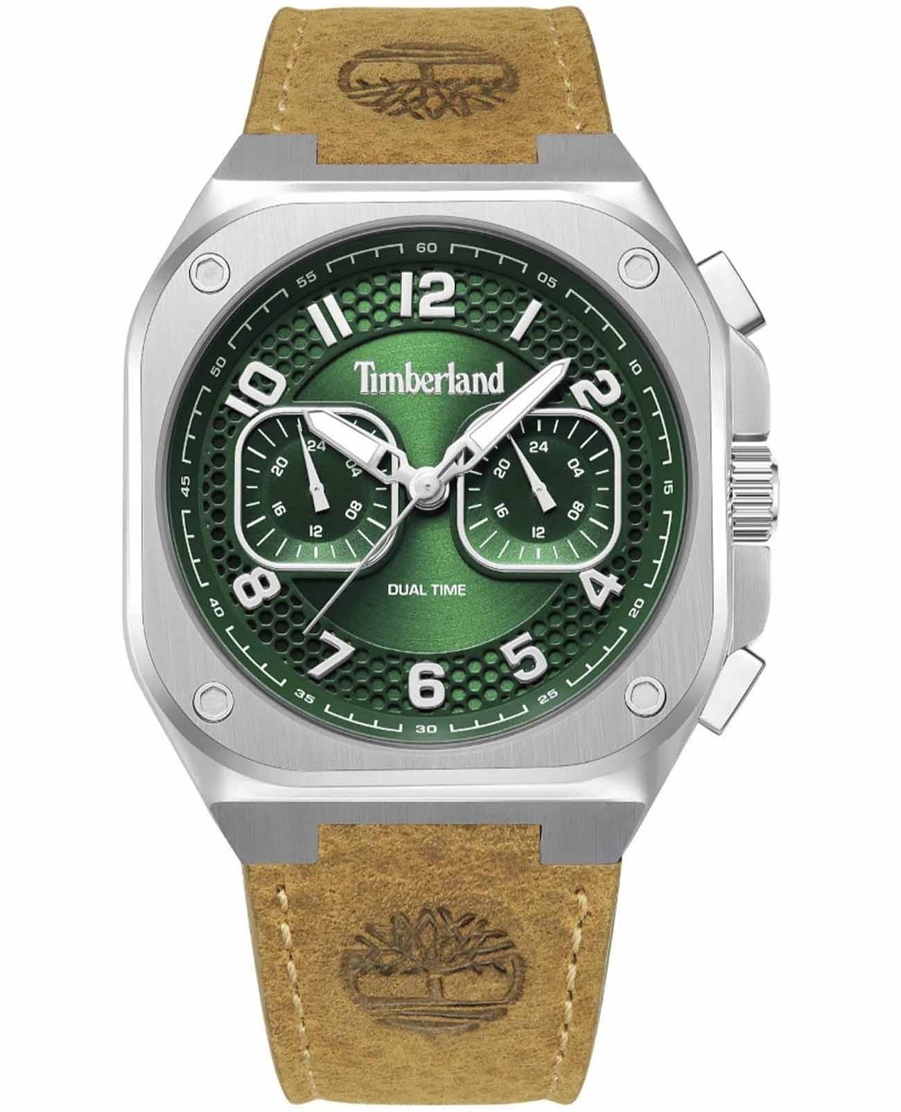 Timberland Timberland TDWGF0055002  TDWGF0055002 кварцевые мужские часы зеленый циферблат, браслет кожаный — вид спереди
