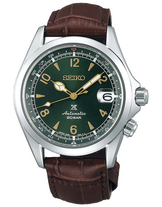 Seiko Seiko Prospex SPB121J1  SPB121J1 механические мужские часы зеленый циферблат, браслет кожаный — вид спереди