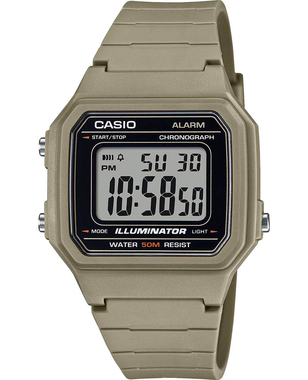 Casio Casio Collection W-217H-5A  W-217H-5A кварцевые мужские часы  циферблат, браслет пластик — вид спереди
