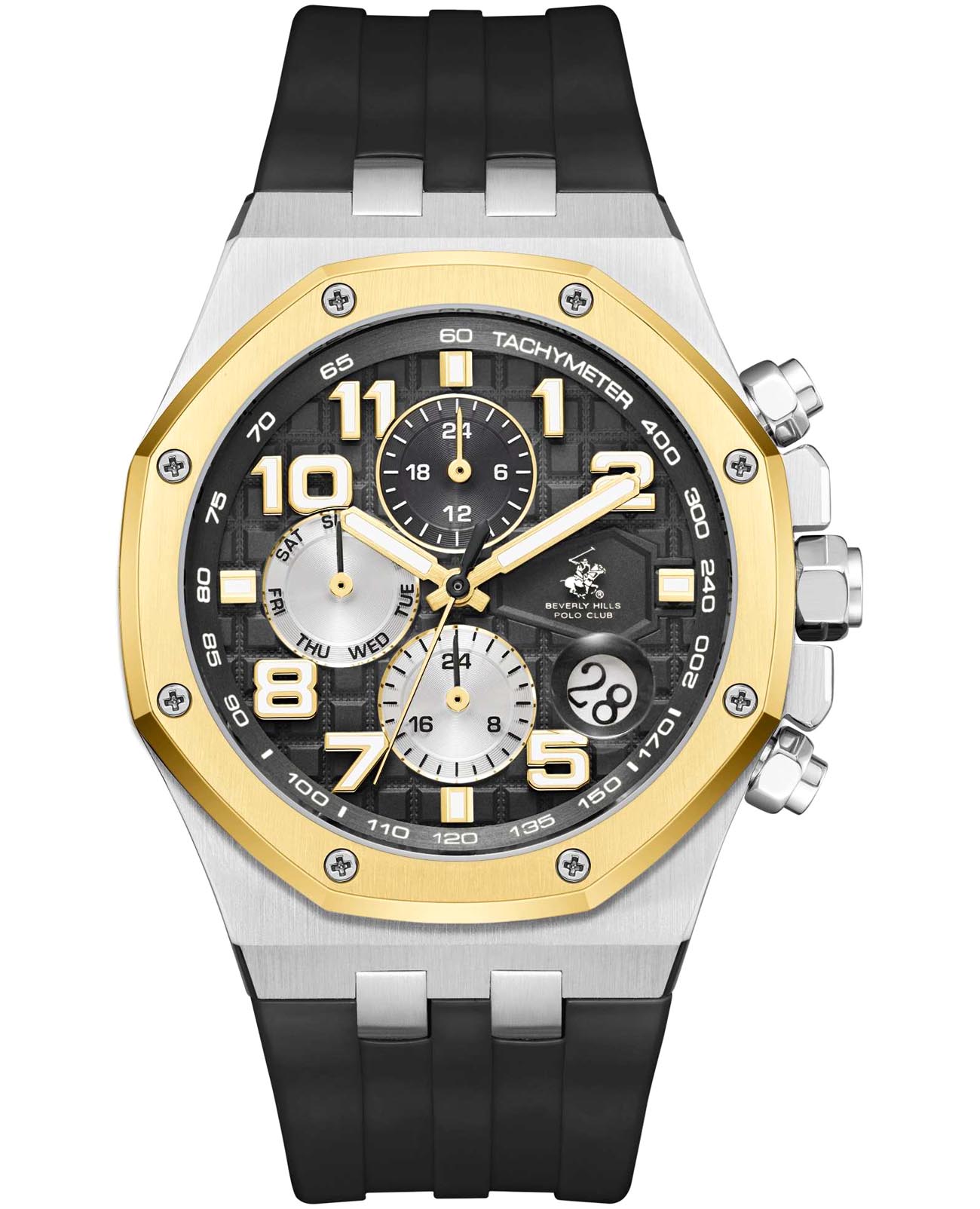 Beverly Hills Polo Club Beverly Hills Polo Club BP3783X.250  BP3783X.250 кварцевые мужские часы черный циферблат, браслет каучук — вид спереди
