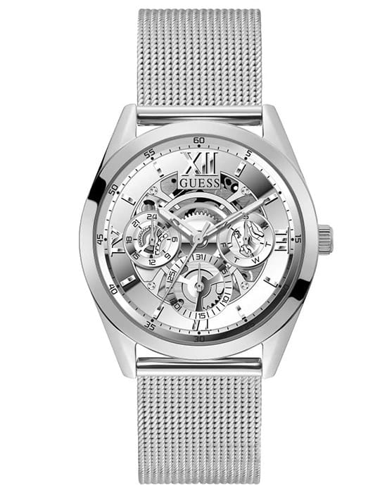 Guess Guess Dress Steel GW0368G1  GW0368G1 кварцевые мужские часы серебристый циферблат, браслет нержавеющая сталь — вид спереди