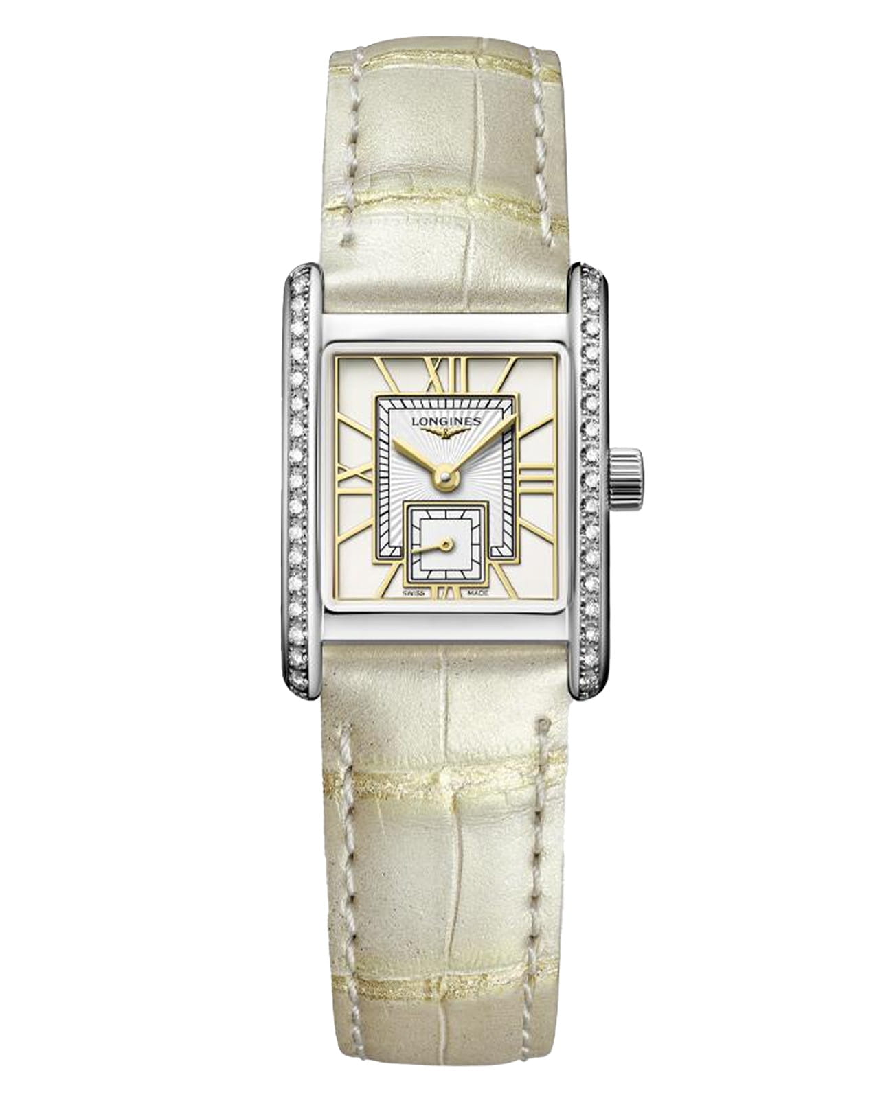 Longines Longines DolceVita L5.200.0.79.2  L52000792 кварцевые женские часы  циферблат, браслет кожаный — вид спереди