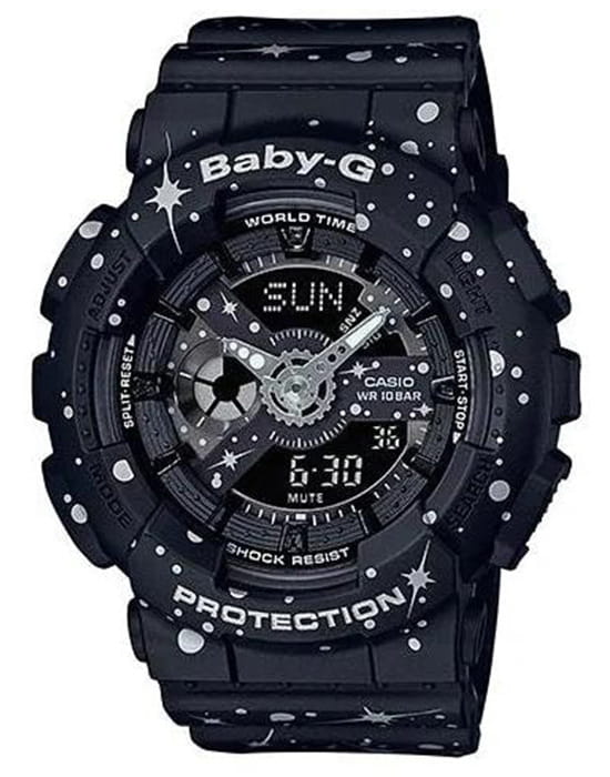 Casio Casio Baby-G BA-110ST-1ADR  BA-110ST-1ADR кварцевые женские часы черный циферблат, браслет пластик — вид спереди