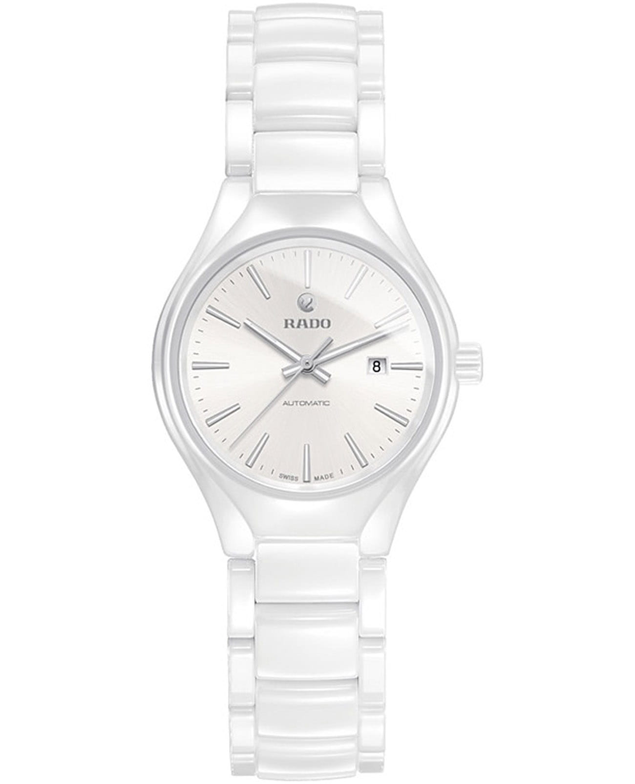 Rado Rado True R27244012 Automatic R27244012 механические женские часы белый циферблат, браслет высокотехнологичная керамика — вид спереди