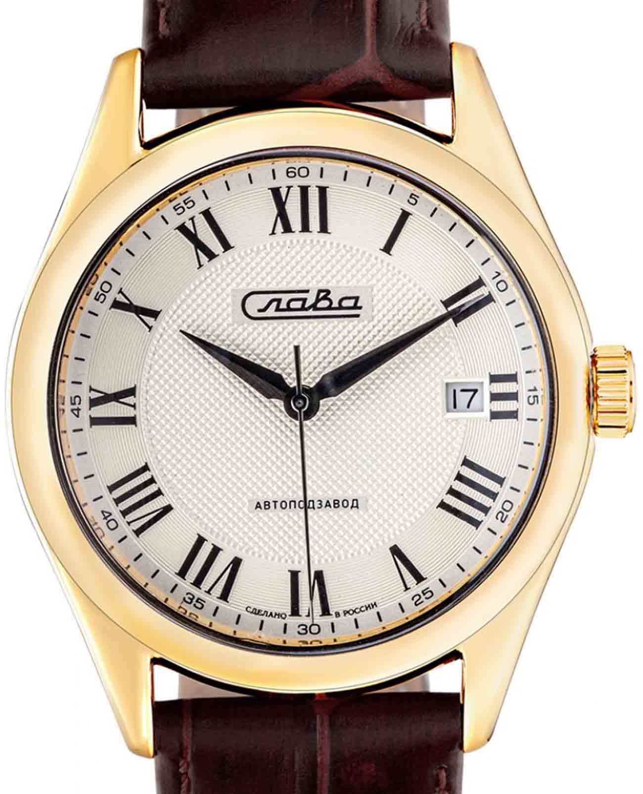 Слава Слава Сенат 1499296/300-8215,  россия мужские часы на браслете кожаный боковой вид