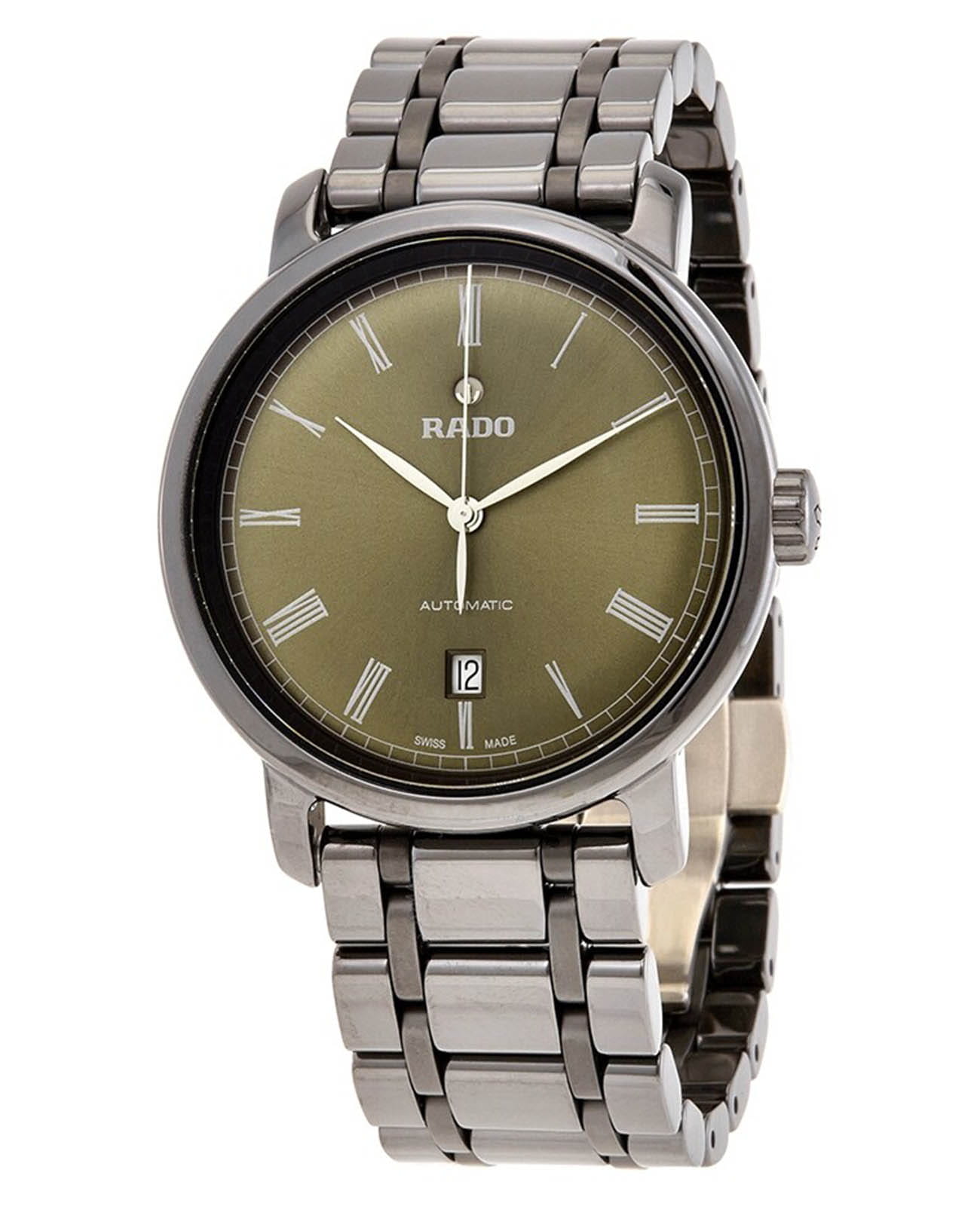 Rado Rado Diamaster R14805112 Automatic R14805112 механические мужские часы зеленый циферблат, браслет высокотехнологичная плазменная керамика — вид спереди