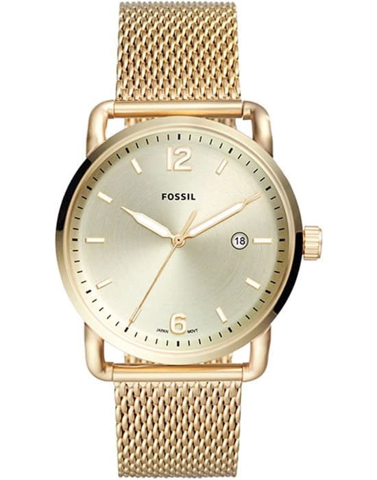 Fossil Fossil Georgia  FS5420  FS5420 кварцевые мужские часы золотой циферблат, браслет  — вид спереди