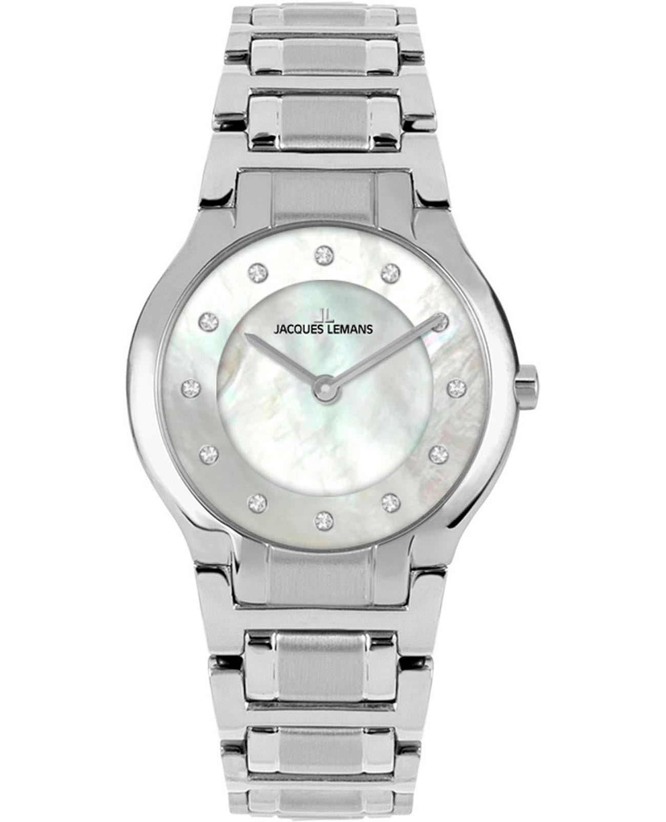 Jacques Lemans Jacques Lemans Florence 1-2167B  1-2167B кварцевые женские часы перламутровый циферблат, браслет нержавеющая сталь — вид спереди