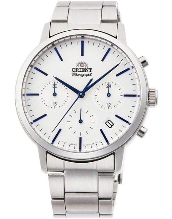 Orient Orient RA-KV0302S (RN-KV0302S)  RA-KV0302S кварцевые мужские часы белый циферблат, браслет нержавеющая сталь — вид спереди