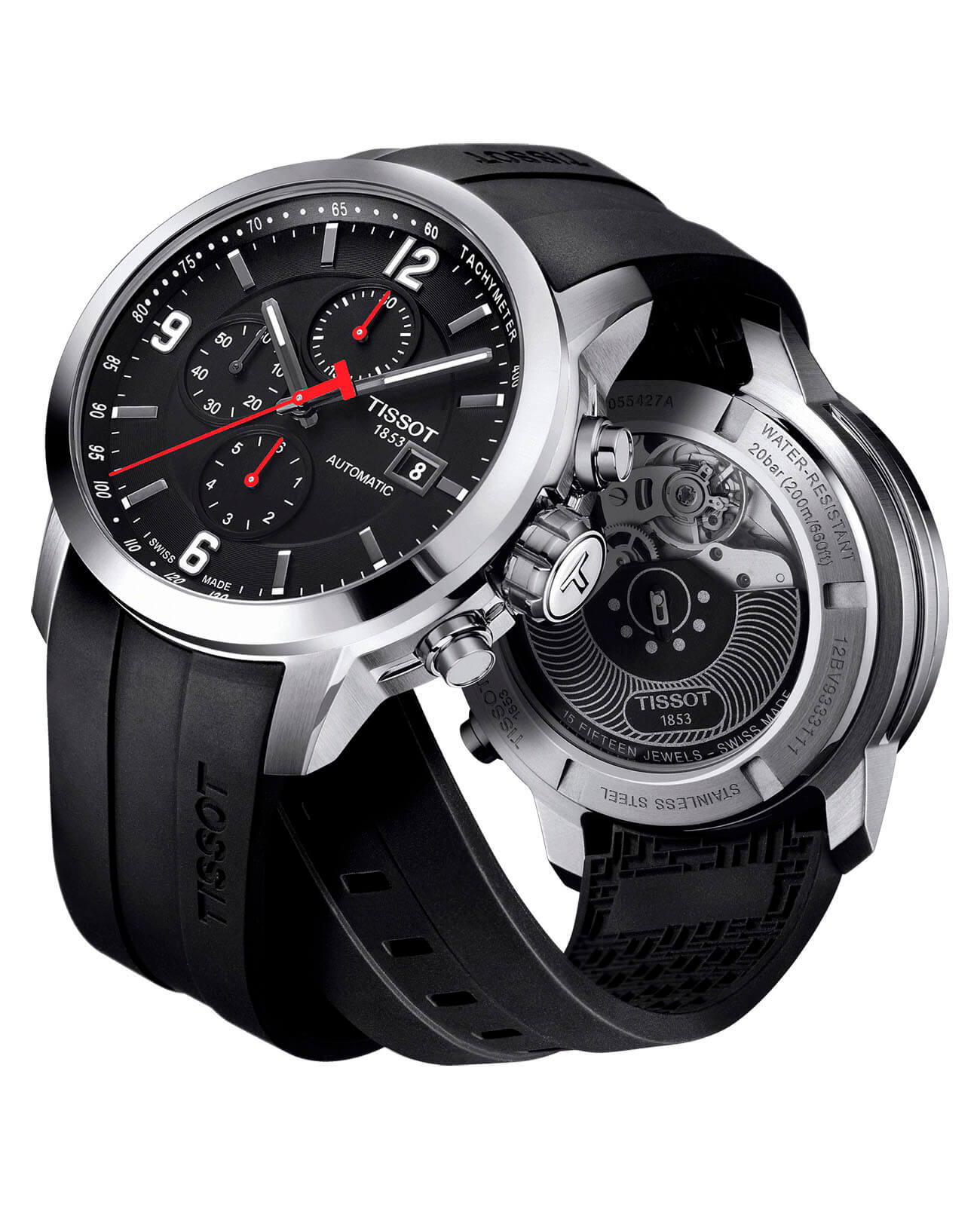 Tissot Tissot PRC 200 Automatic Chronograph T055.427.17.057.00 механические мужские часы часы крупный план черный циферблата