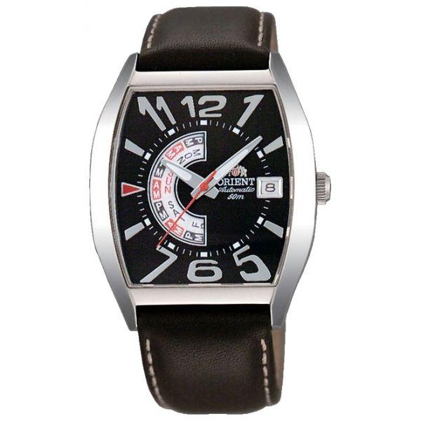 Orient Orient FNAA006B (FFNAA006B)  FFNAA006B механические мужские часы черный циферблат, браслет кожа + текстиль — вид спереди