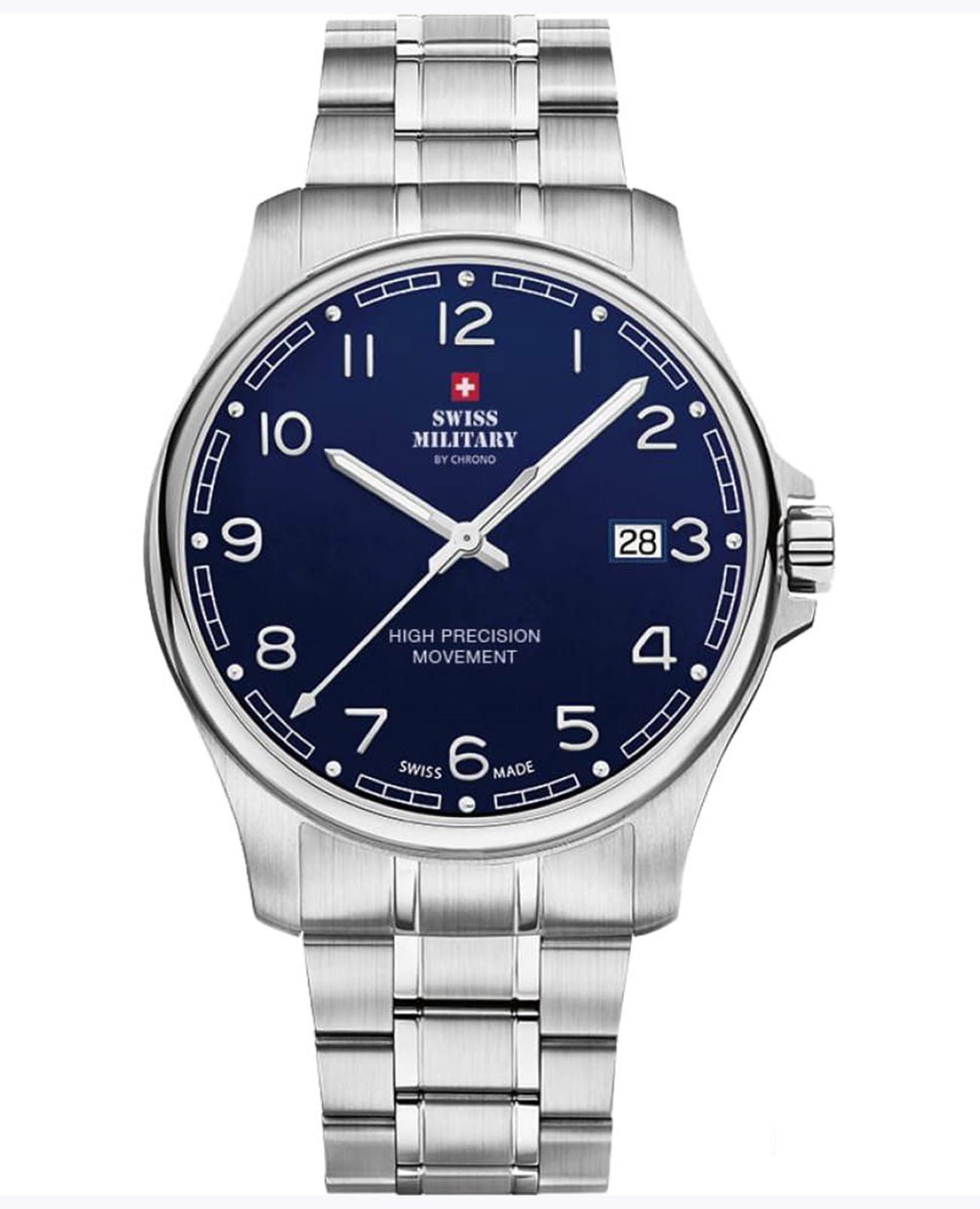 Swiss Military by Chrono Swiss Military by Chrono Сверхточные SM30200.18  SM30200.18 кварцевые мужские часы синий циферблат, браслет нержавеющая сталь — вид спереди